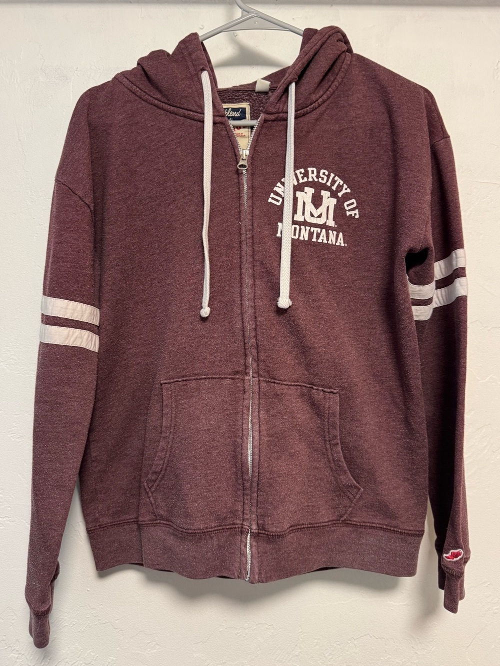 League Maroon Full-Zip Hoodie with White Stripes